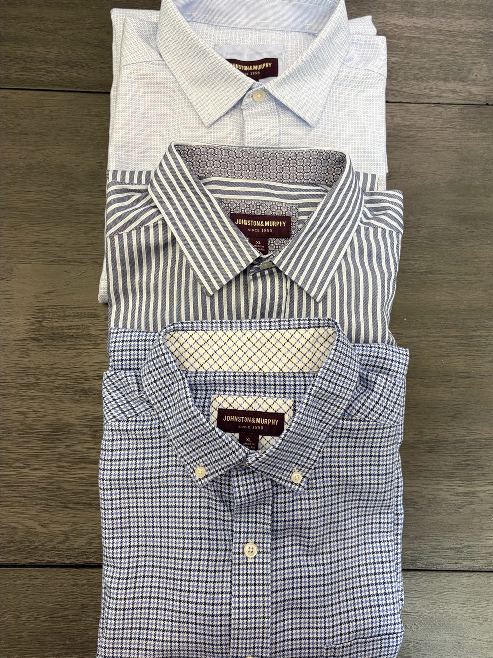Johnston & Murphy Patterned Dress Shirts Size XL Bundle of 3 Long Sleeve Cotton